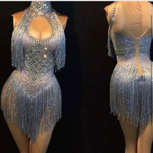 Silver Tassel Flapper girl dance/skater costume